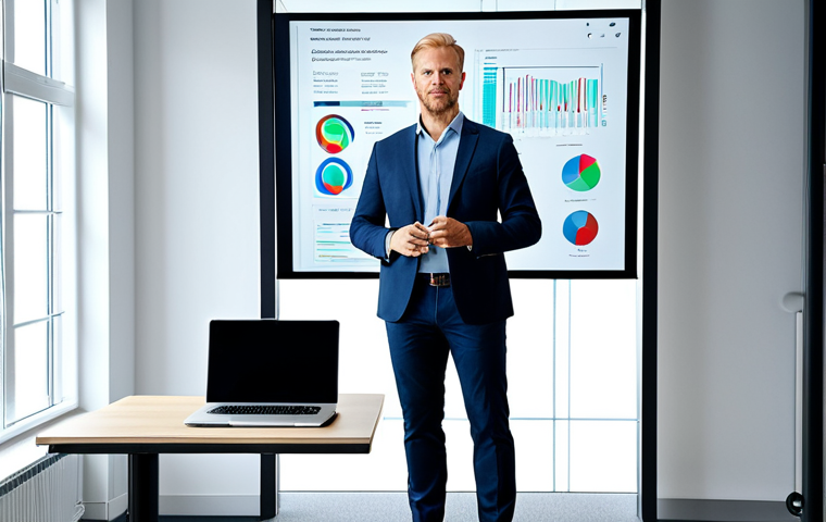 스포츠마케팅 전문가를 위한 기술 트렌드 학습 - **

"A Swedish sports marketing professional, fully clothed in business casual attire, presenting da...