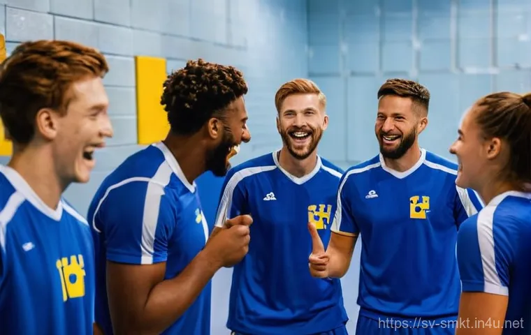 스포츠마케팅 컨설팅 사례 연구 - **Prompt 1: Authentic Locker Room Celebration**
    "A vibrant and energetic scene inside a clean, m...