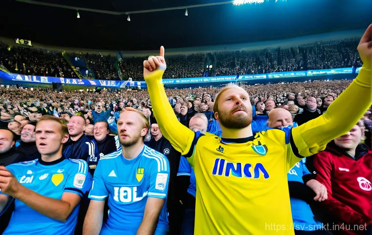 스포츠마케팅과 팬 심리학 연구 - **Prompt 1: The Digital Matchday Experience**
    "A vibrant group of diverse Swedish football fans,...