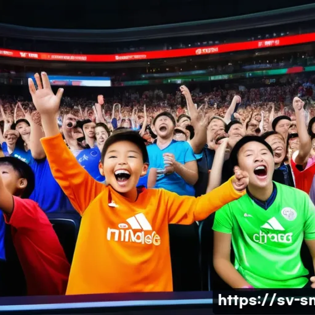 스포츠마케팅 직무에서의 커뮤니케이션 스킬 - **Prompt: "A vibrant and diverse group of enthusiastic sports fans of all ages, including children w...
