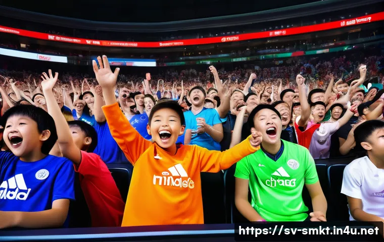 스포츠마케팅 직무에서의 커뮤니케이션 스킬 - **Prompt: "A vibrant and diverse group of enthusiastic sports fans of all ages, including children w...