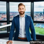 스포츠마케팅 경력 개발 포트폴리오 작성법 - **Prompt:** A dynamic, digitally-focused professional (male, 30s, wearing smart casual attire like a...