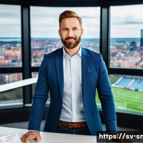 스포츠마케팅 경력 개발 포트폴리오 작성법 - **Prompt:** A dynamic, digitally-focused professional (male, 30s, wearing smart casual attire like a...