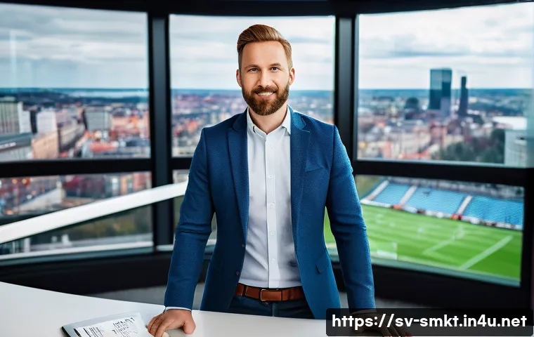 스포츠마케팅 경력 개발 포트폴리오 작성법 - **Prompt:** A dynamic, digitally-focused professional (male, 30s, wearing smart casual attire like a...