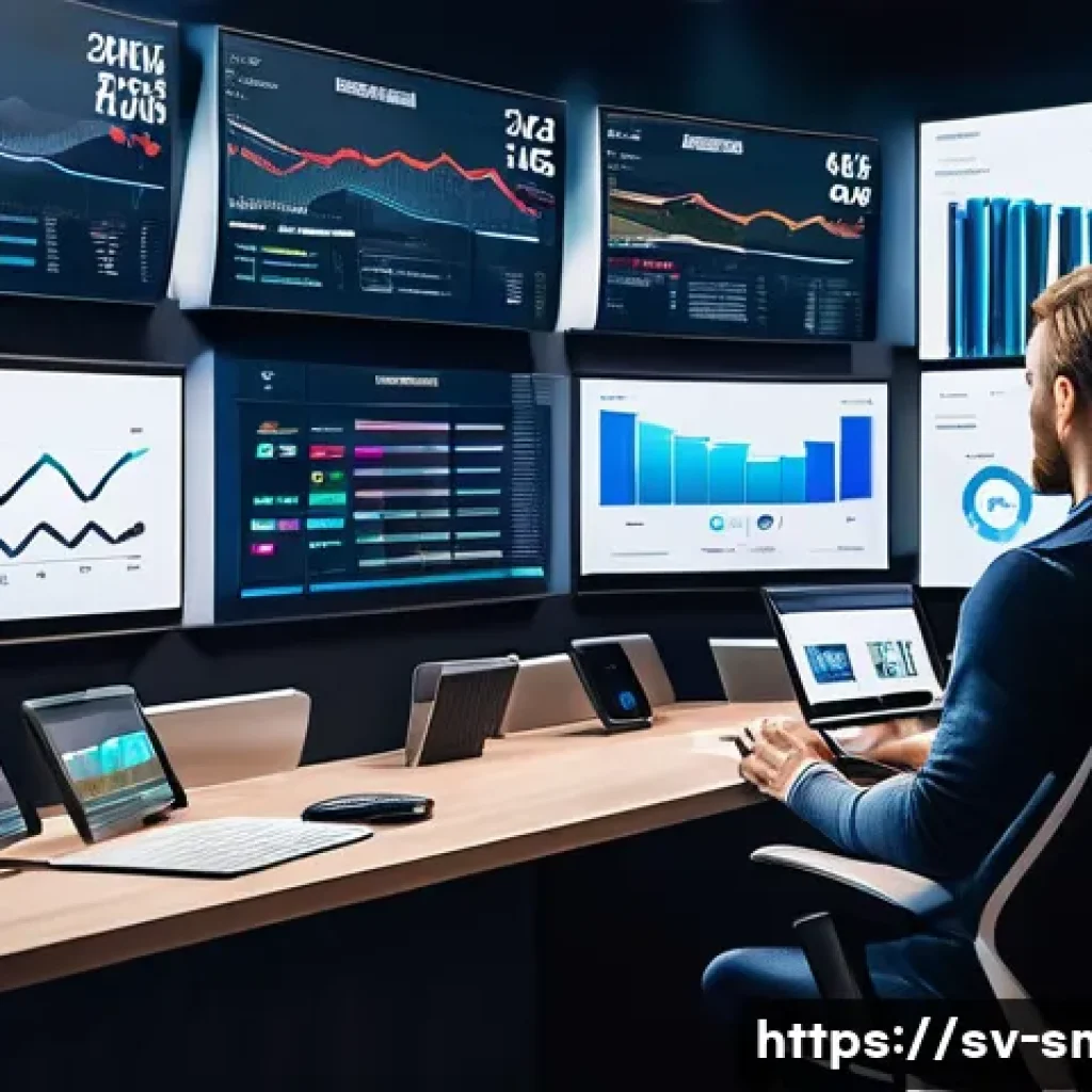 스포츠마케팅에서 AI 활용 사례 - A modern sports marketing control room with large digital screens displaying real-time AI analytics ...