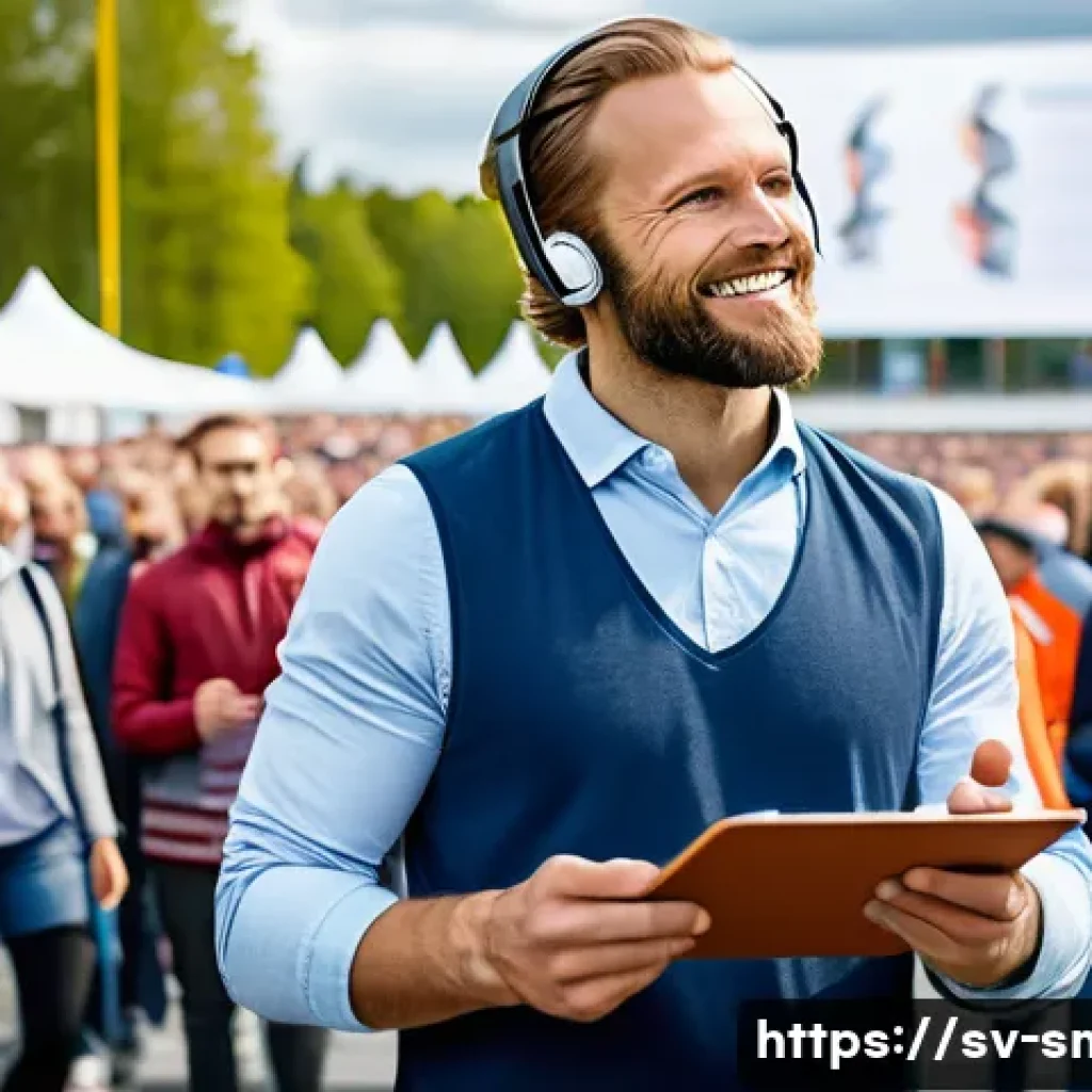 스포츠마케팅 직무별 연봉 평균 - A professional Swedish sports event coordinator organizing a large outdoor football tournament in St...