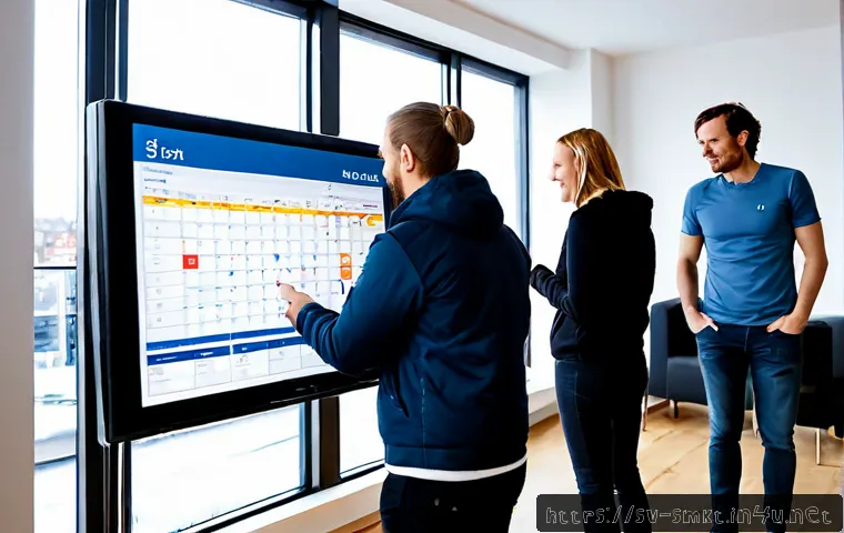 Home 30 스포츠 이벤트 홍보 콘텐츠 제작 팁 - Photorealistic Swedish sports event marketing team planning a local ice hockey promotion in a bright...